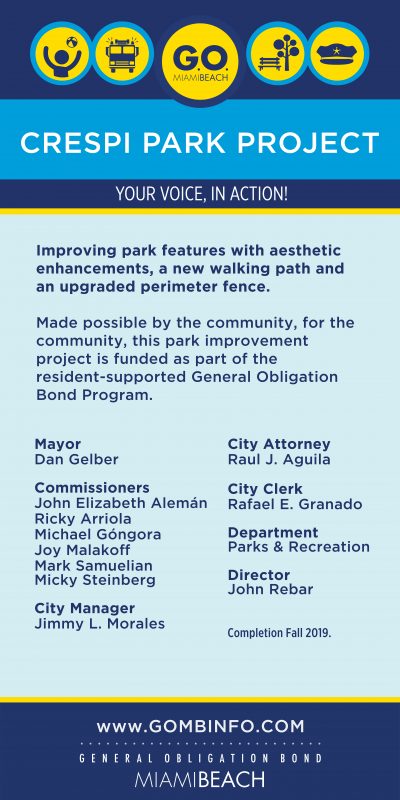 GO Bond Crespi Park Construction Sign 6.21 GO Bond Crespi Park Construction Sign 6.21